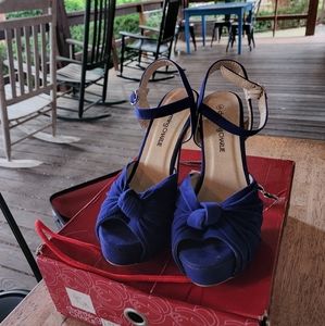 Charming Charlie Blue Velvet Stilettos